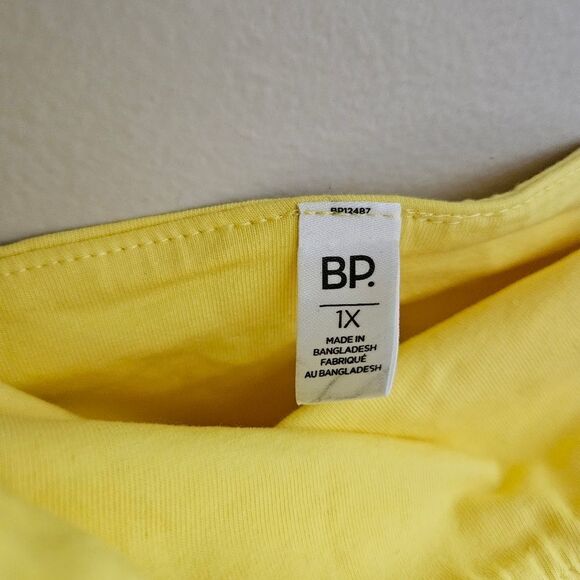 BP Tube Top Crop Strapless Solid Yellow Casual Summer Plus Vacation Neutral - Picture 6 of 10